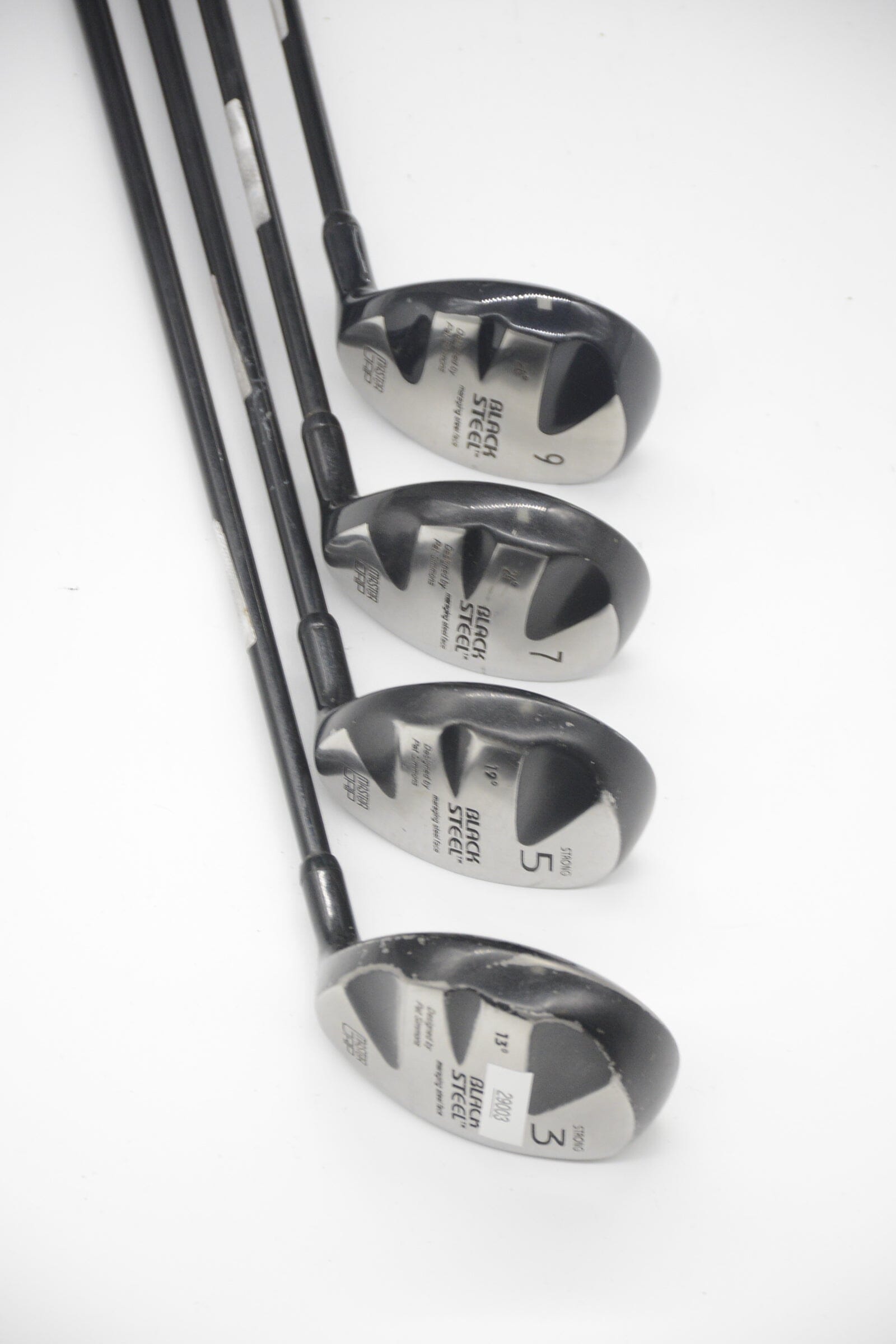 Master Grip Black Steel 3W, 5W, 7W, 9W Wood Set R Flex Golf Clubs GolfRoots