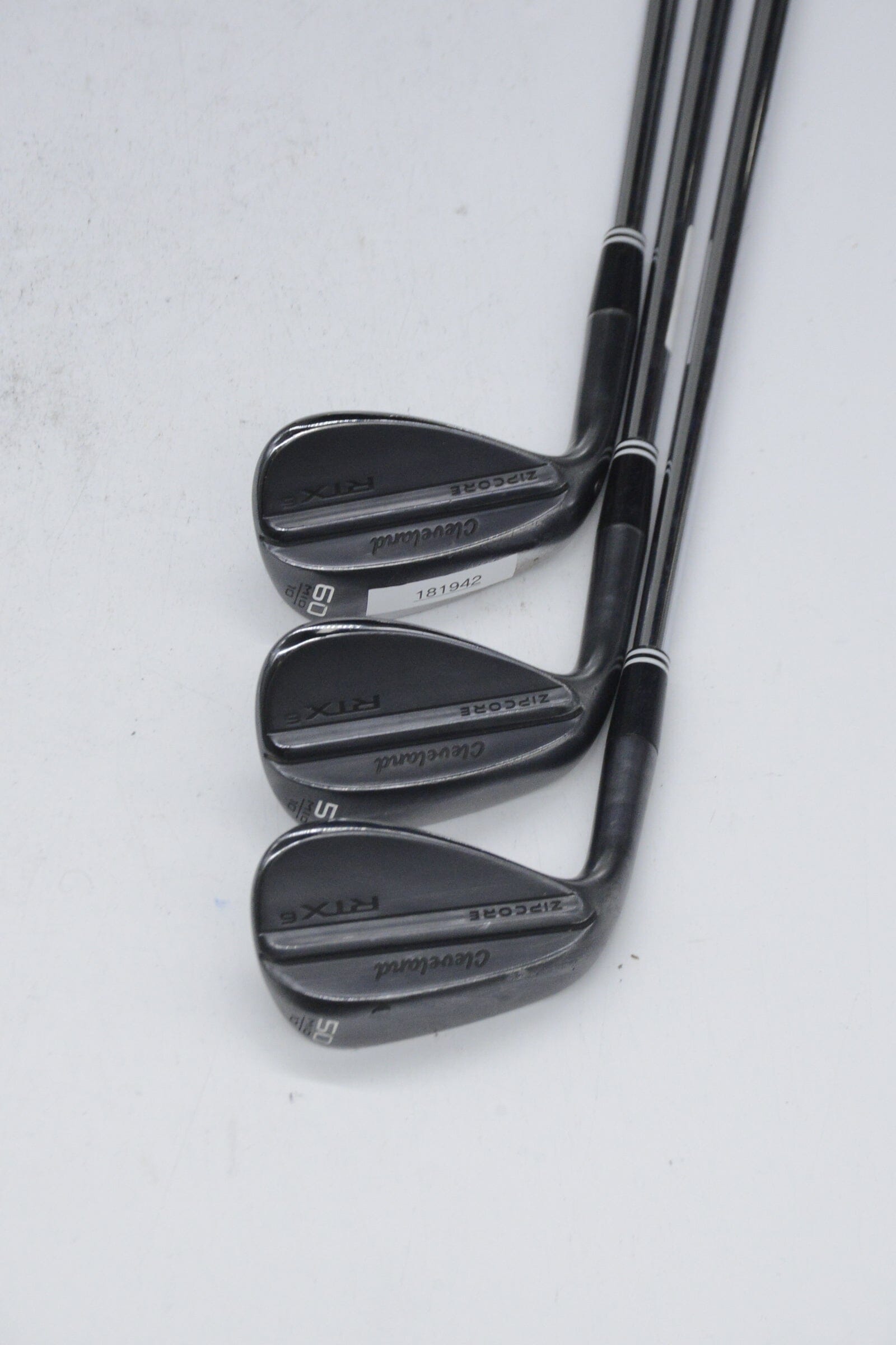 Lefty Cleveland RTX 6 ZipCore Black Satin 50, 54, 60 Degree Wedge Set S Flex Golf Clubs GolfRoots