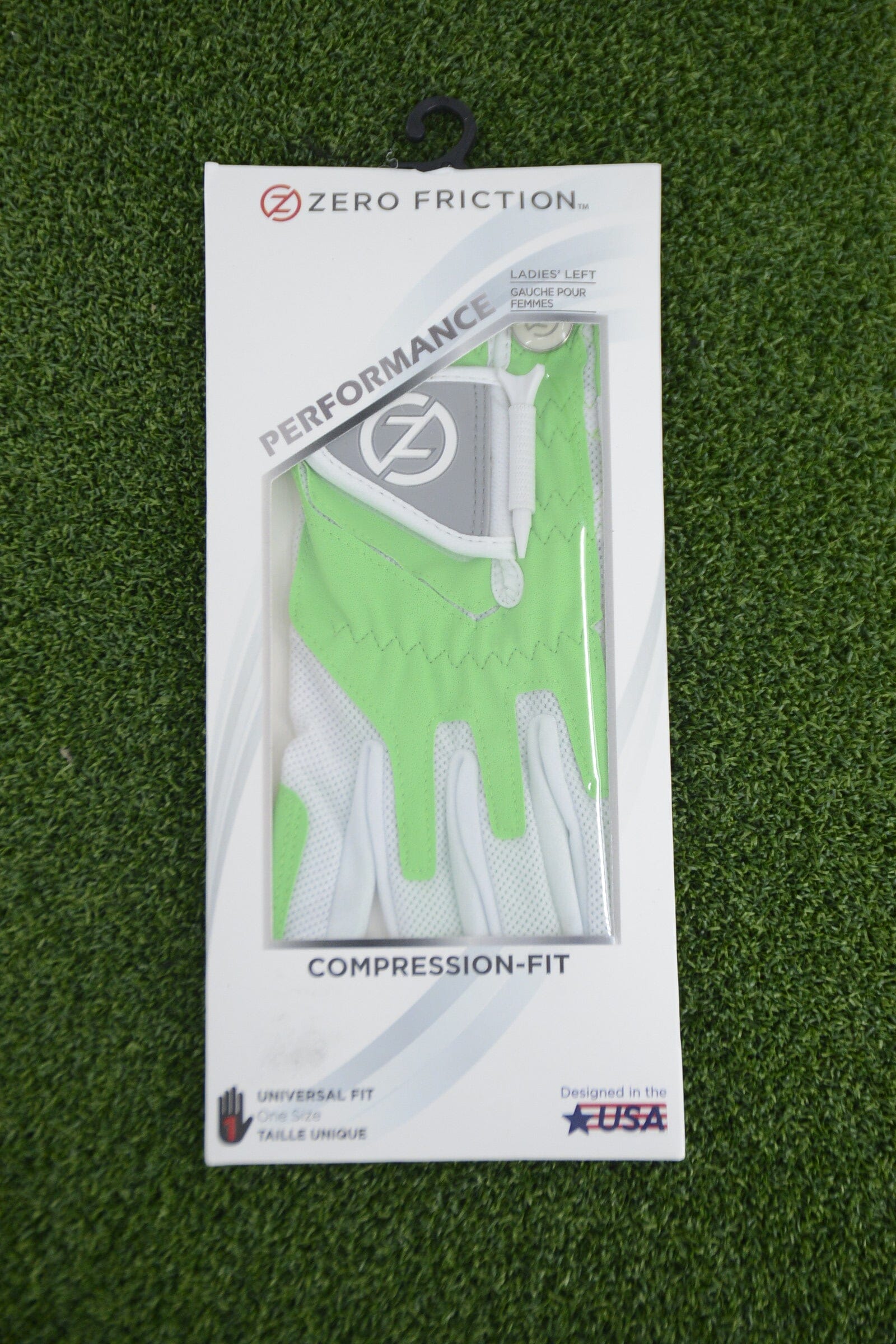 NEW Women's Zero Friction Performance Glove - Universal Fit GolfRoots LH (for Right-Handed golfers) Lime Green