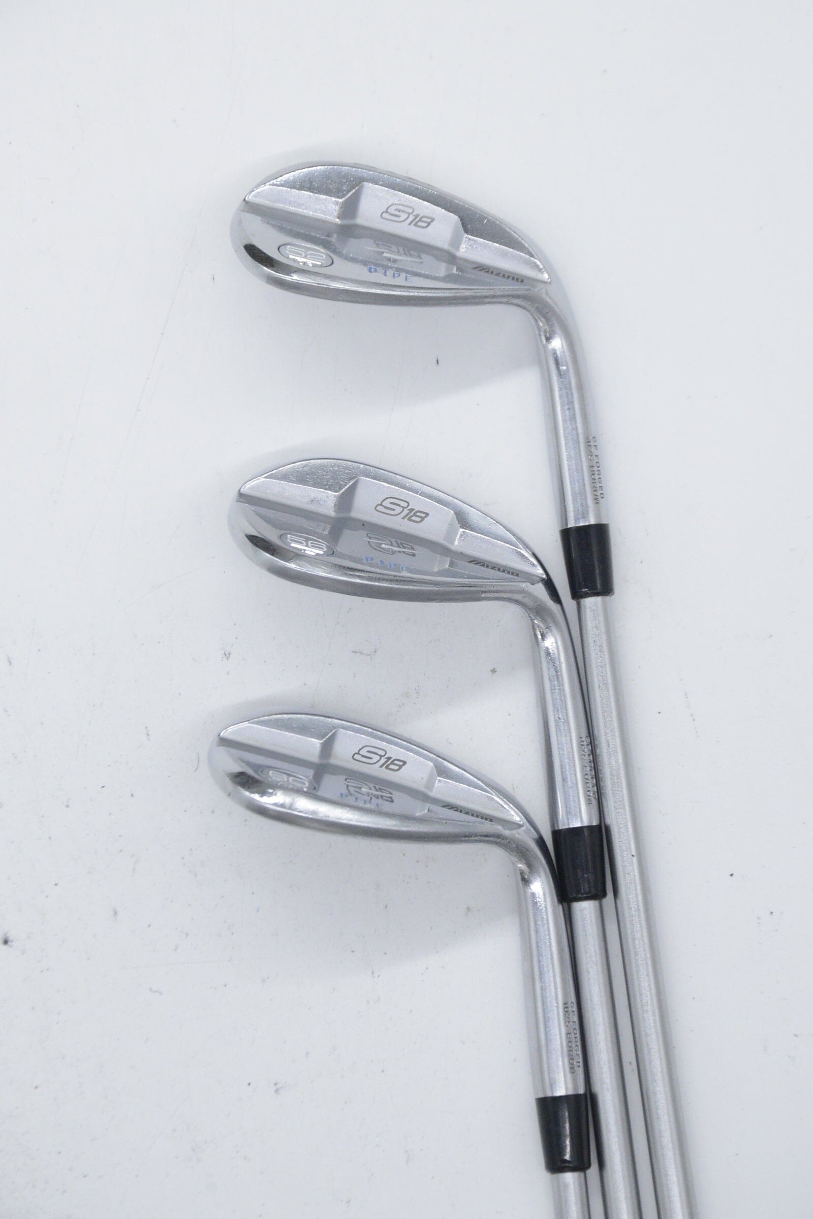 Mizuno S18 White Satin 52, 56, 60 Degree Wedge Set S Flex Golf Clubs GolfRoots 
