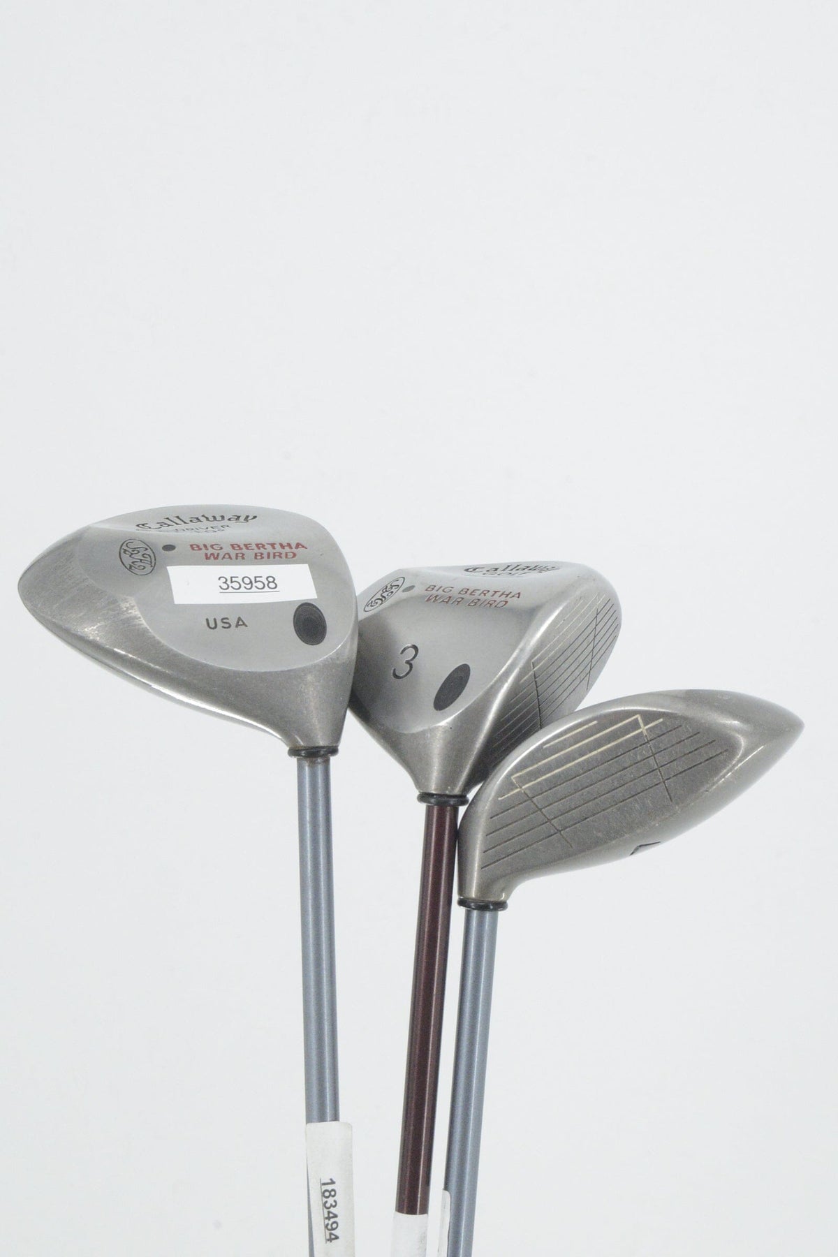 Callaway Big Bertha War Bird D, 3W, 5W Wood Set S Flex Golf Clubs GolfRoots 