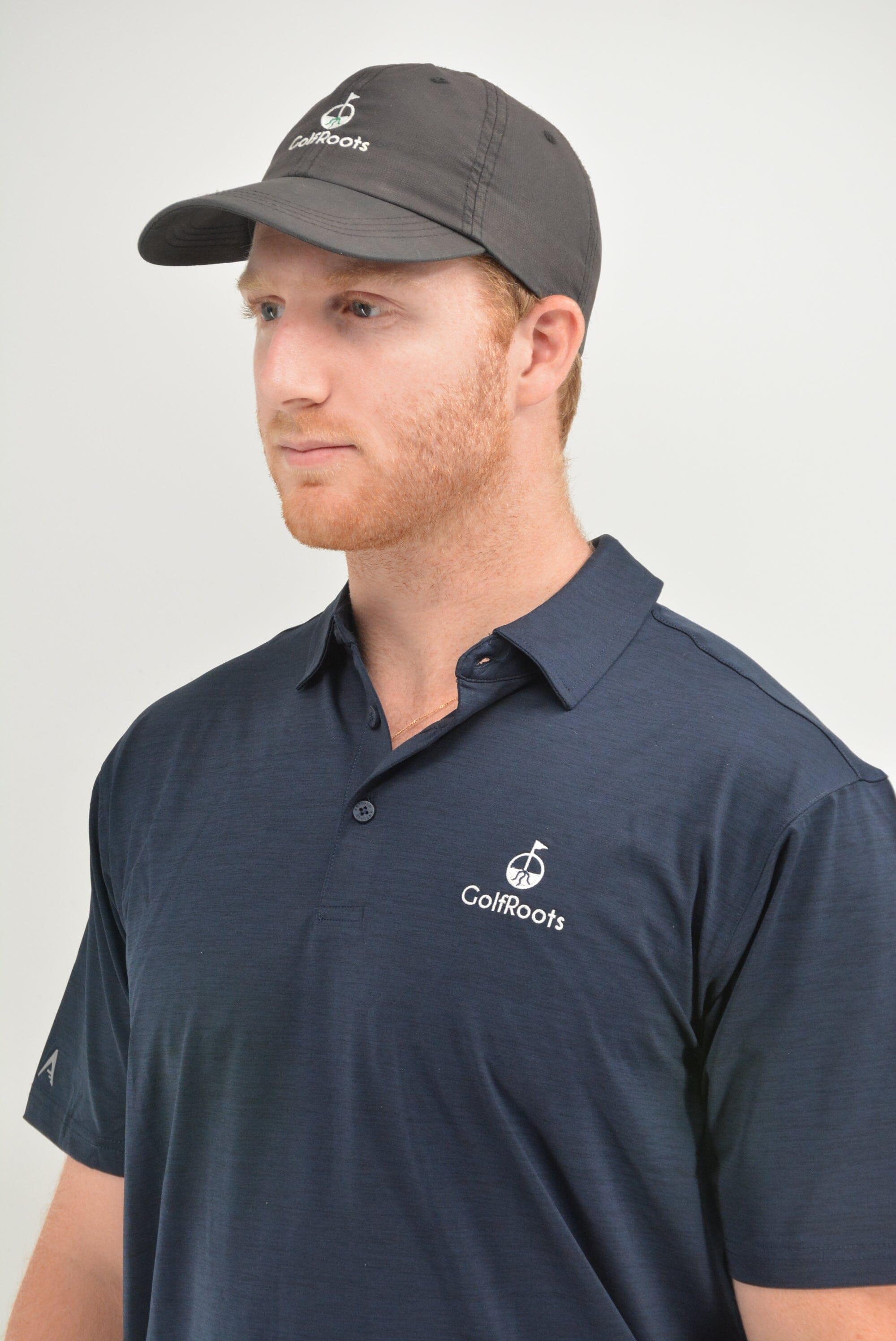 GolfRoots Navy Heathered Polo GolfRoots 