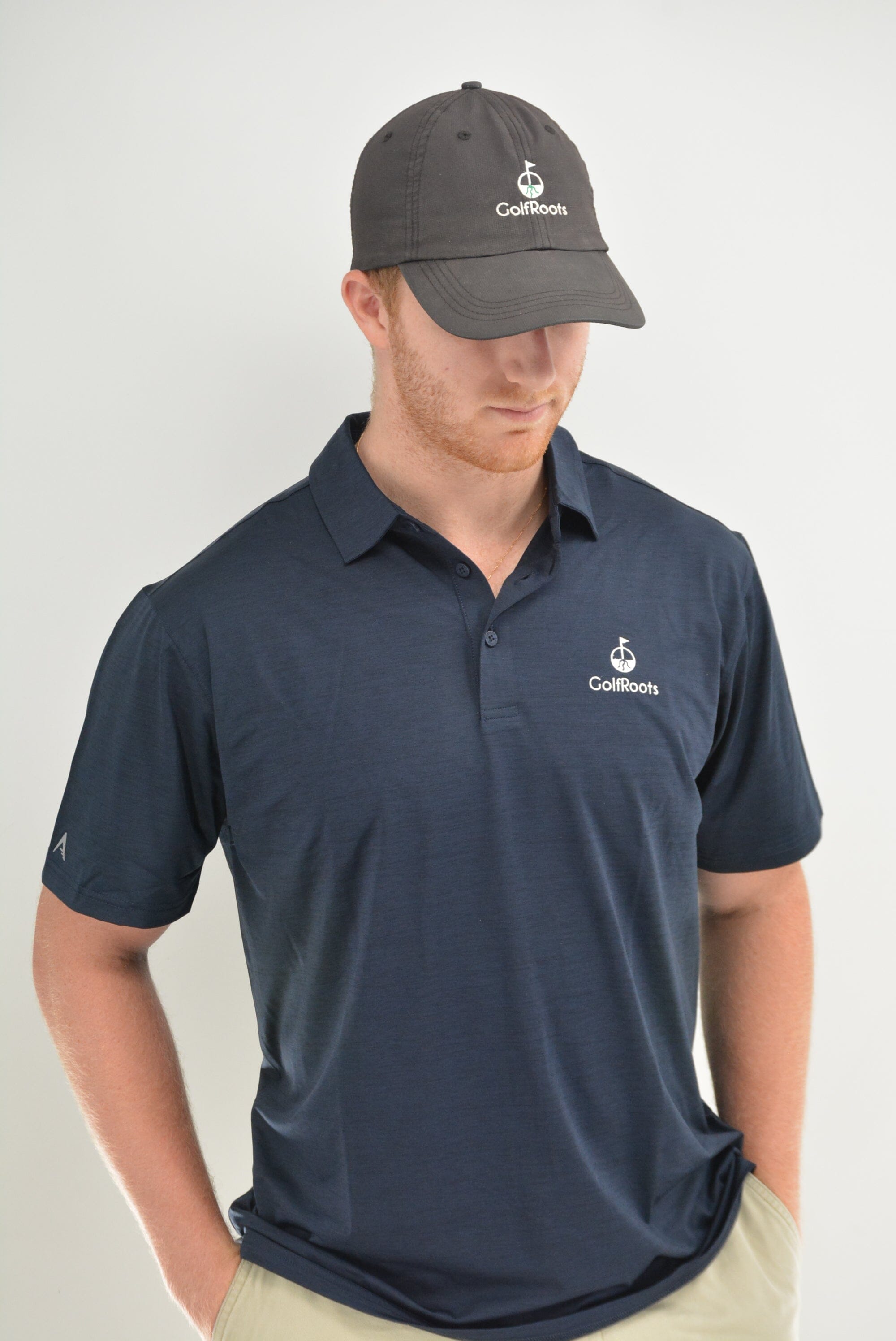 GolfRoots Navy Heathered Polo GolfRoots 