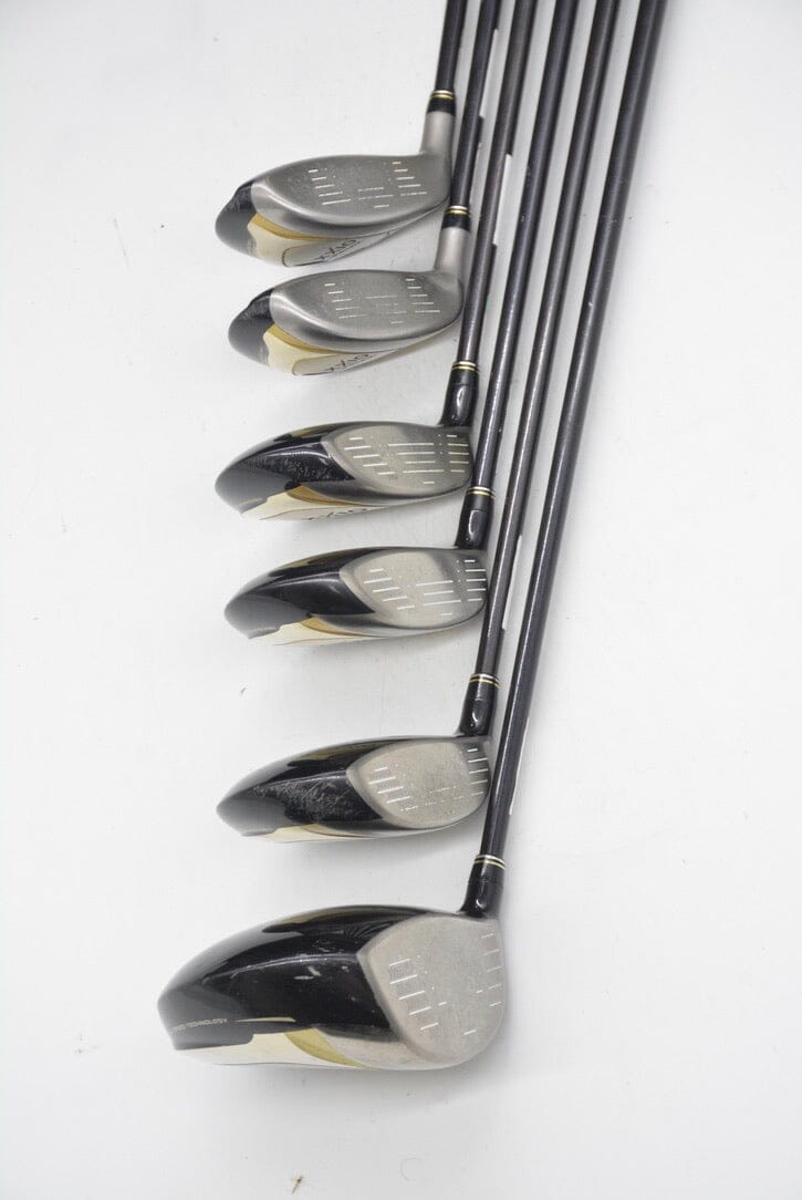 XXIO Prime 9 D, 3W, 5W, 7W, 5H, 6H Wood Set R Flex Golf Clubs GolfRoots 