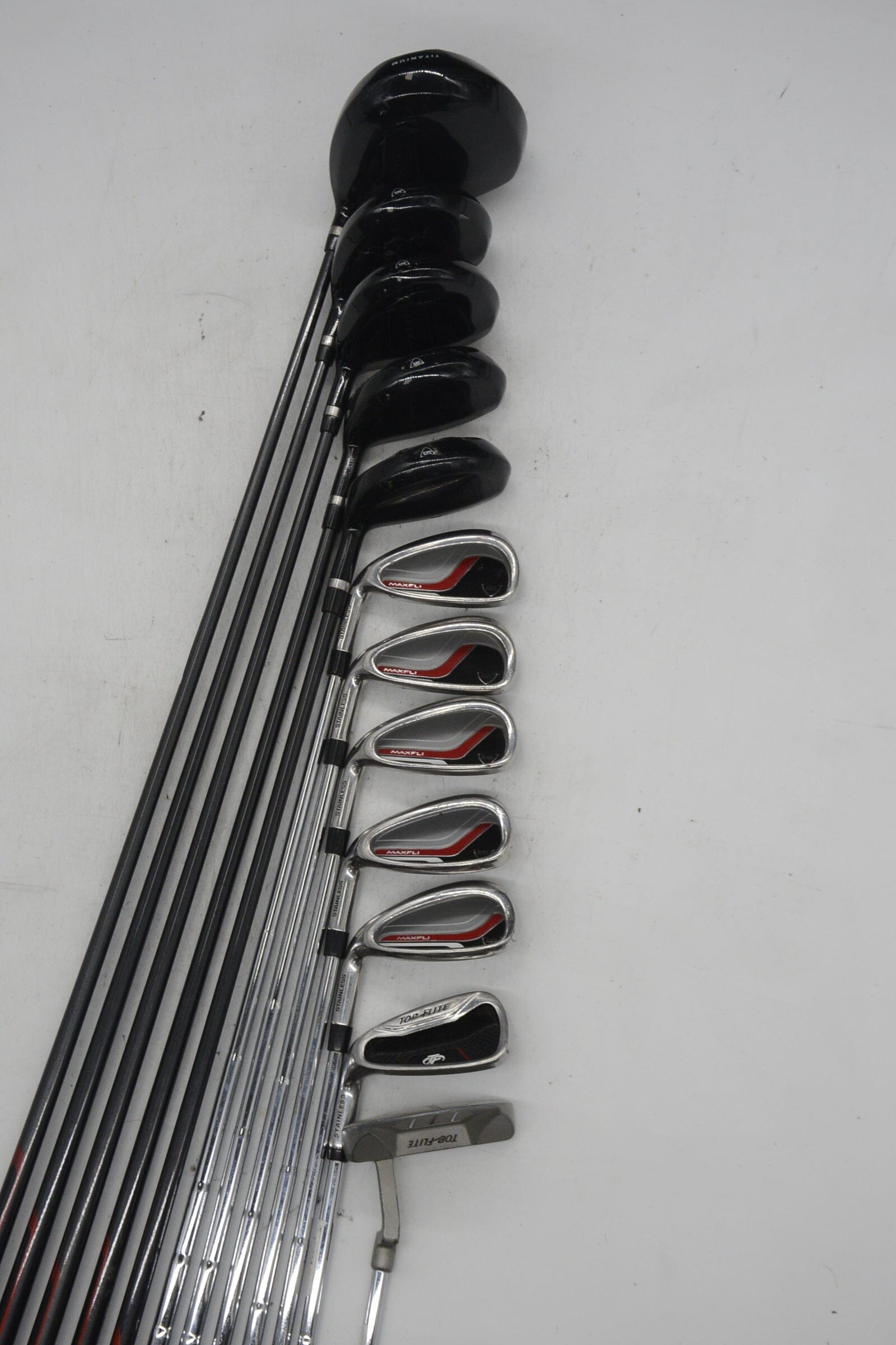 Lefty *Dented* MaxFli Black Max Mixed Full Set S Flex +0.25" Golf Clubs GolfRoots 