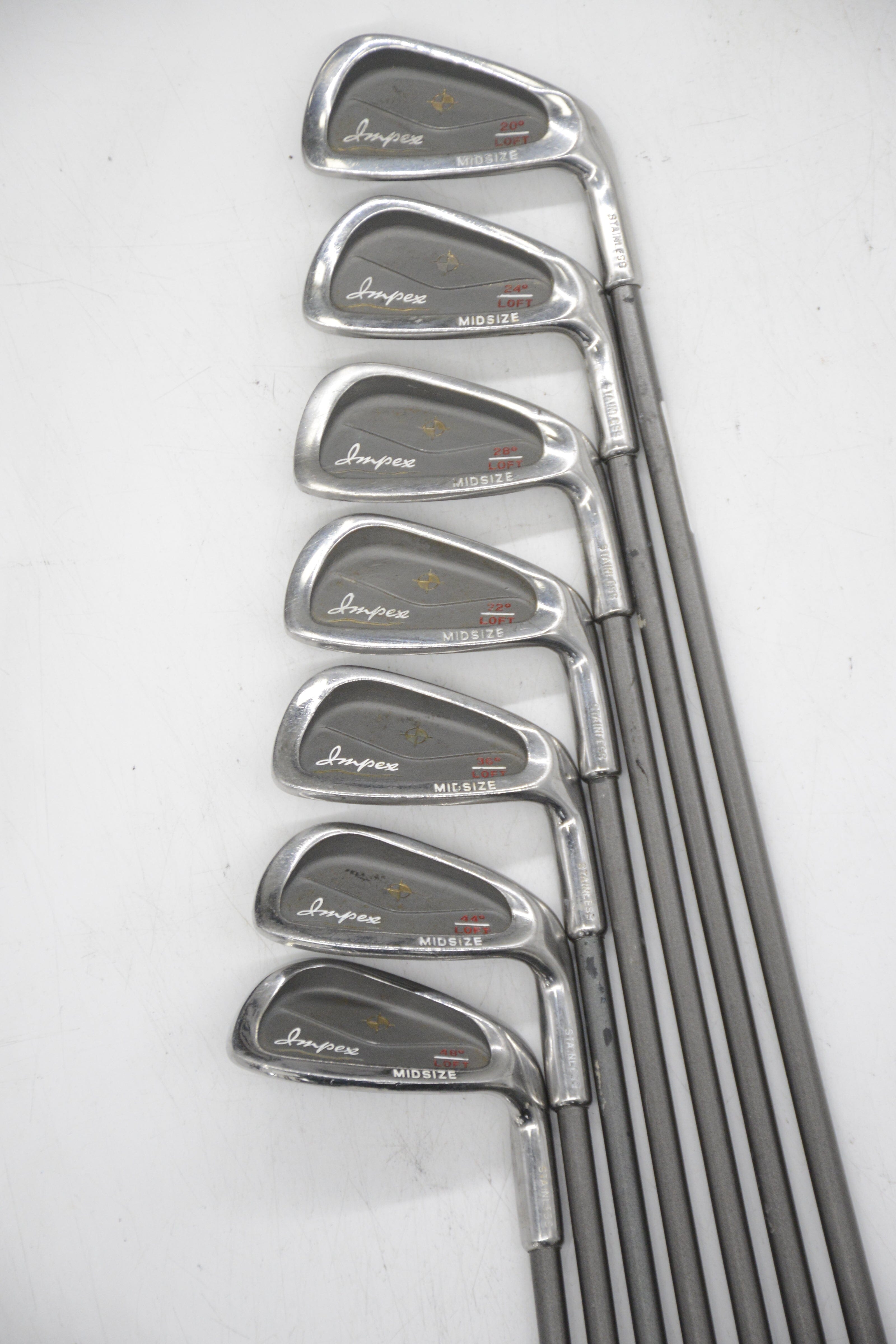 Impex Midsize 3-7, 9, PW Iron Set S Flex Std Length Golf Clubs GolfRoots 