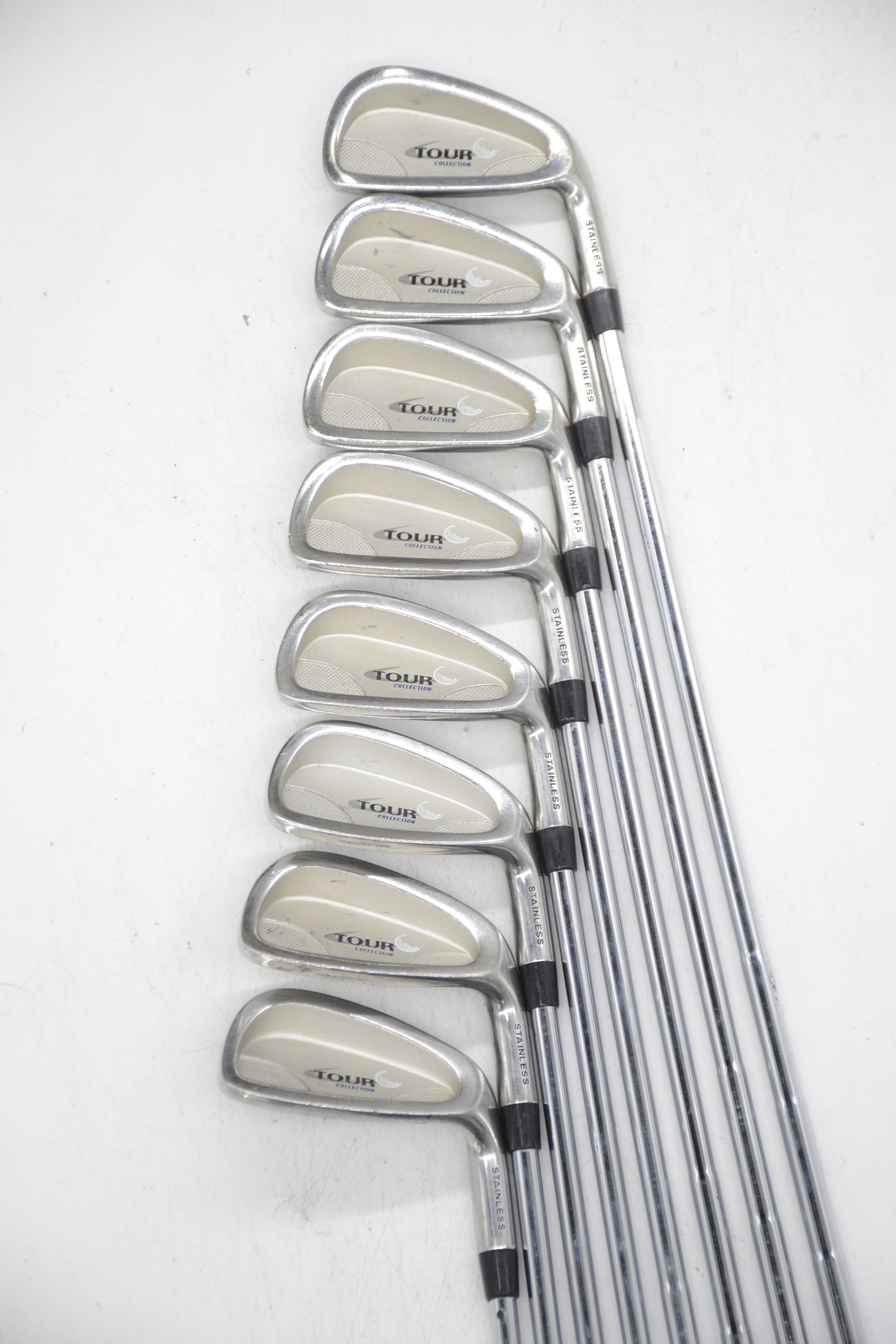 Tour Collection Stainless 3-PW Iron Set R Flex Std Length Golf Clubs GolfRoots 