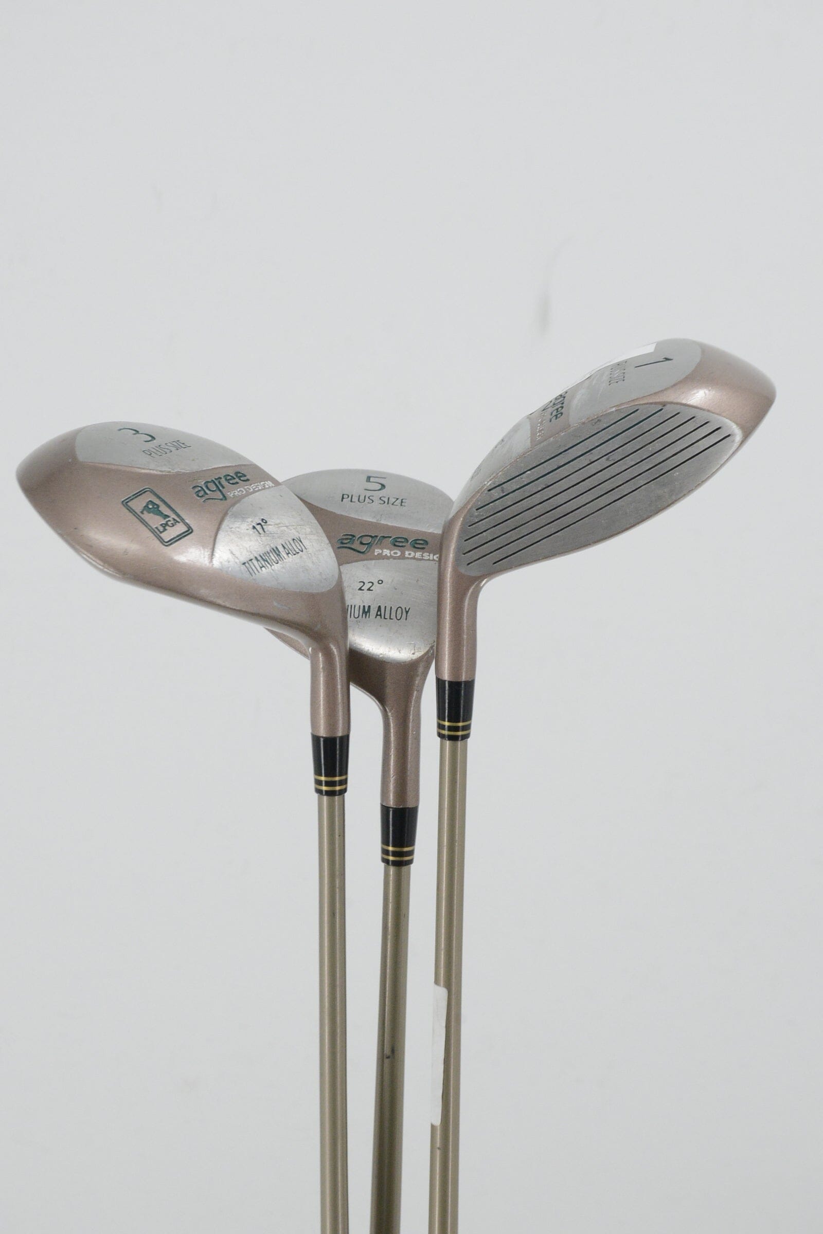 Women's LPGA Agree D, 3W, 5W Wood Set W Flex Golf Clubs GolfRoots 