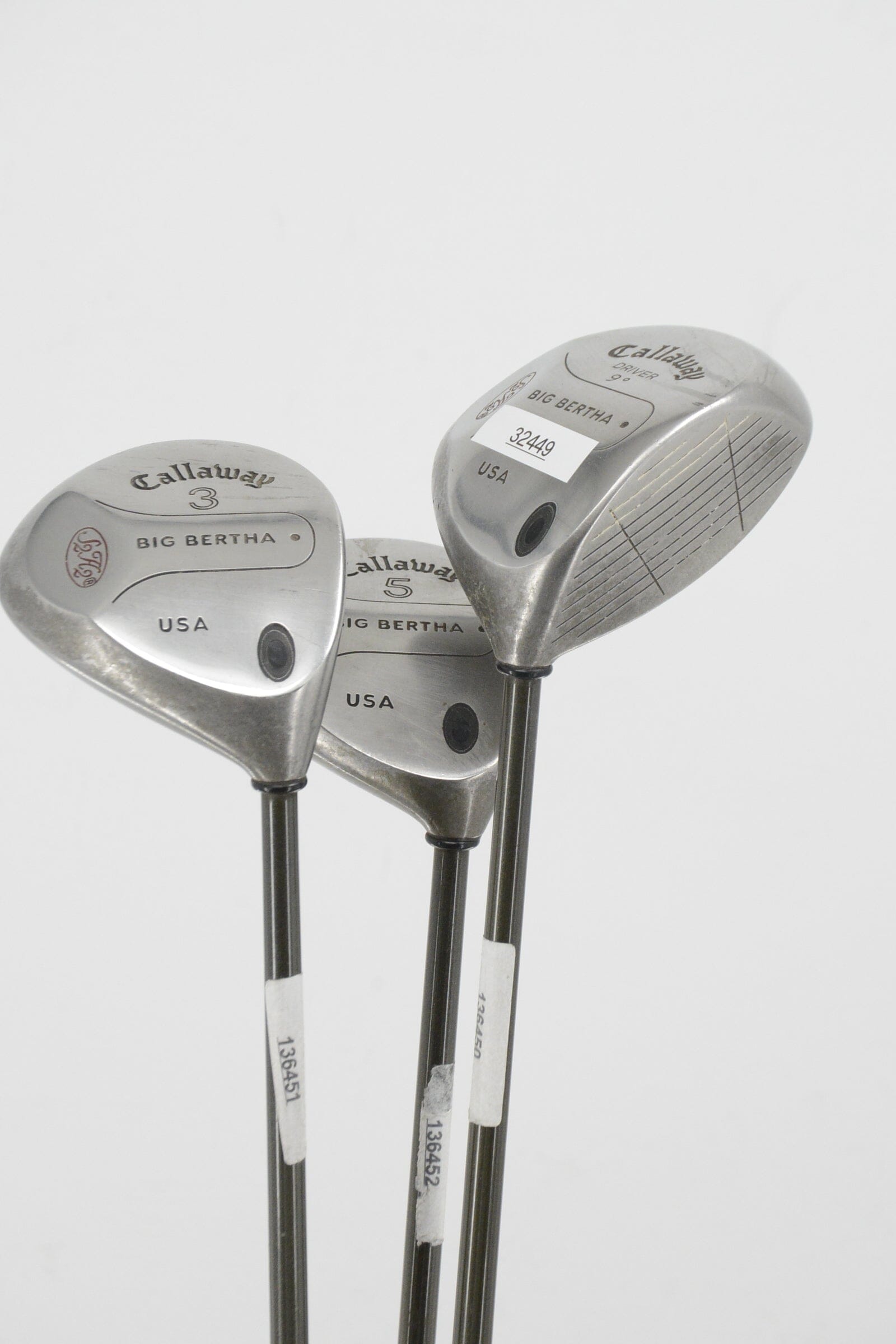 Callaway Big Bertha S2H2 D, 3W, 5W Wood Set S Flex Golf Clubs GolfRoots 