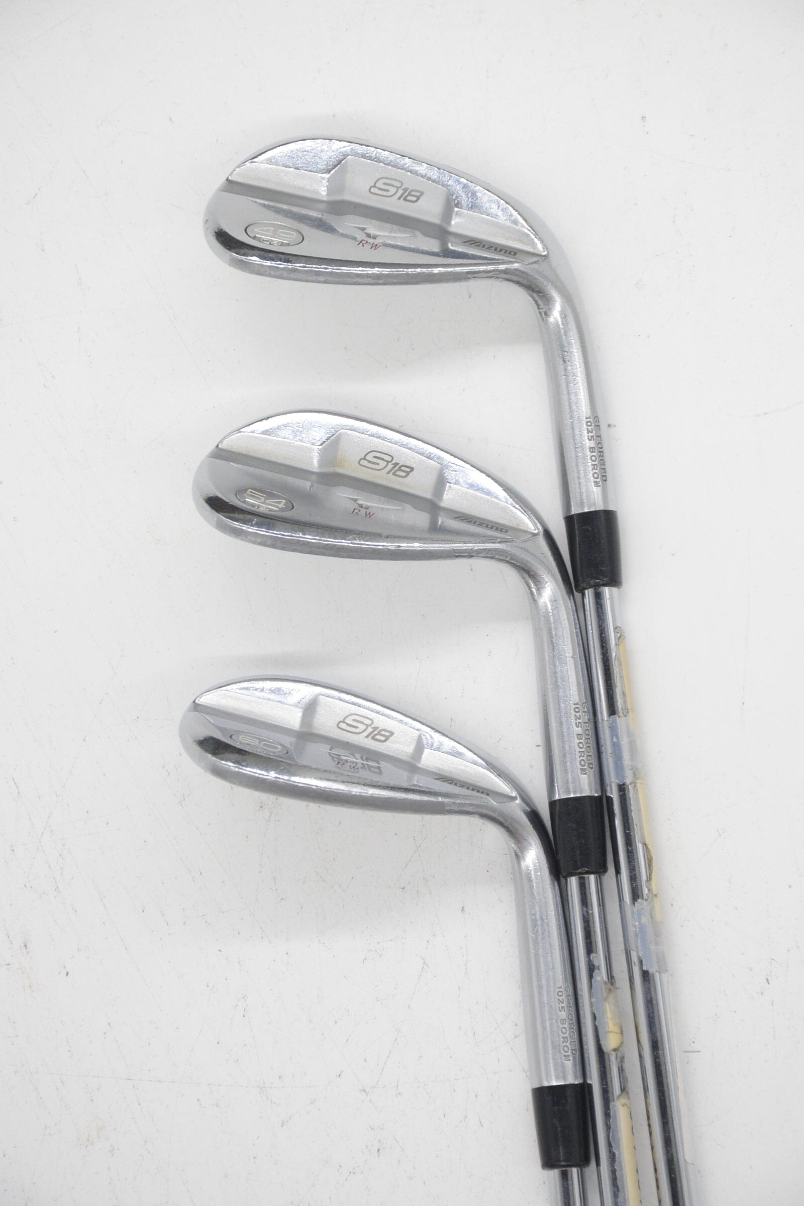 Mizuno S18 White Satin 49, 54, 60 Degree Wedge Set S Flex Golf Clubs GolfRoots 