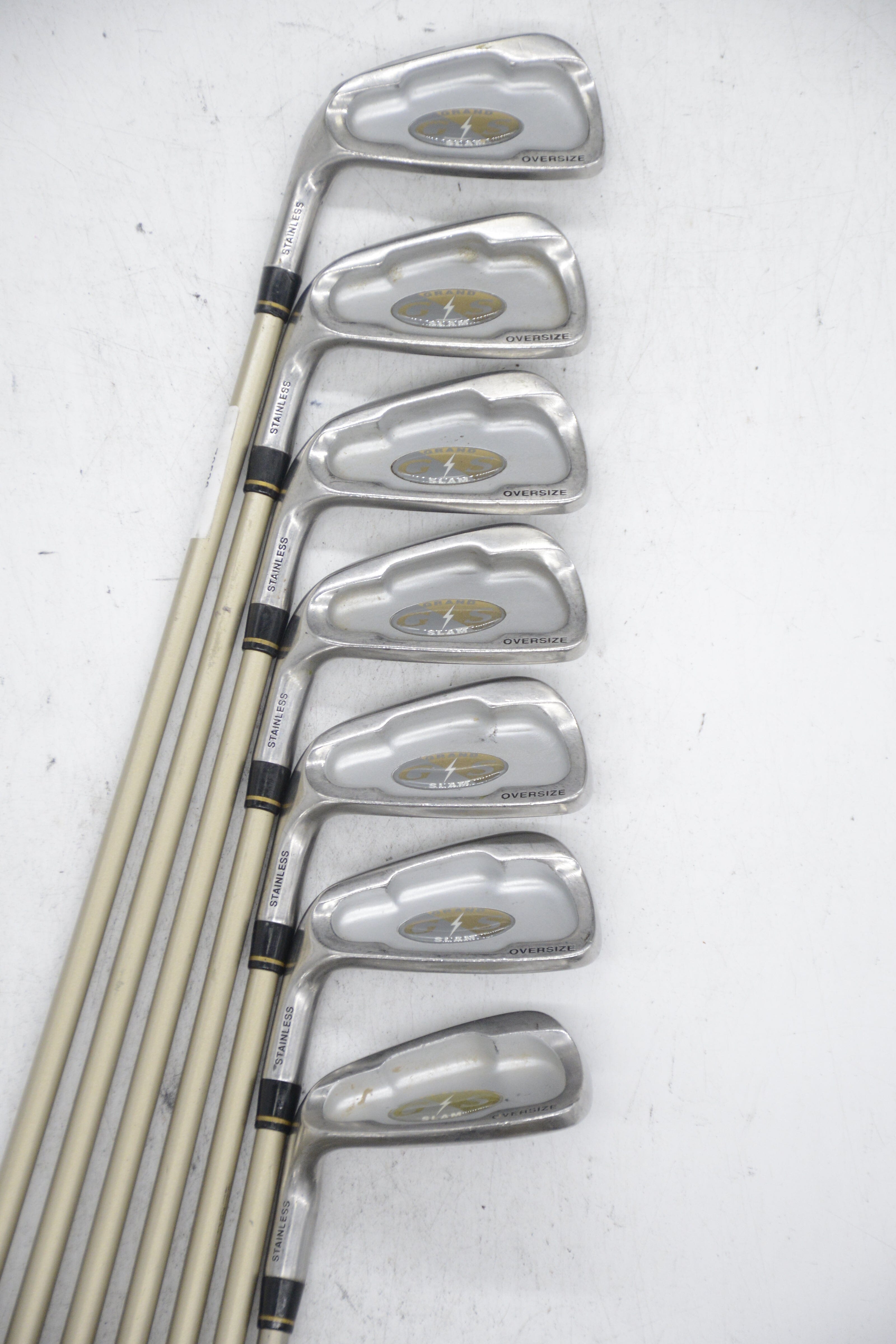 Women's Lefty PowerBilt Grand Slam 4-9, SW Iron Set W Flex -0.75" Golf Clubs GolfRoots 