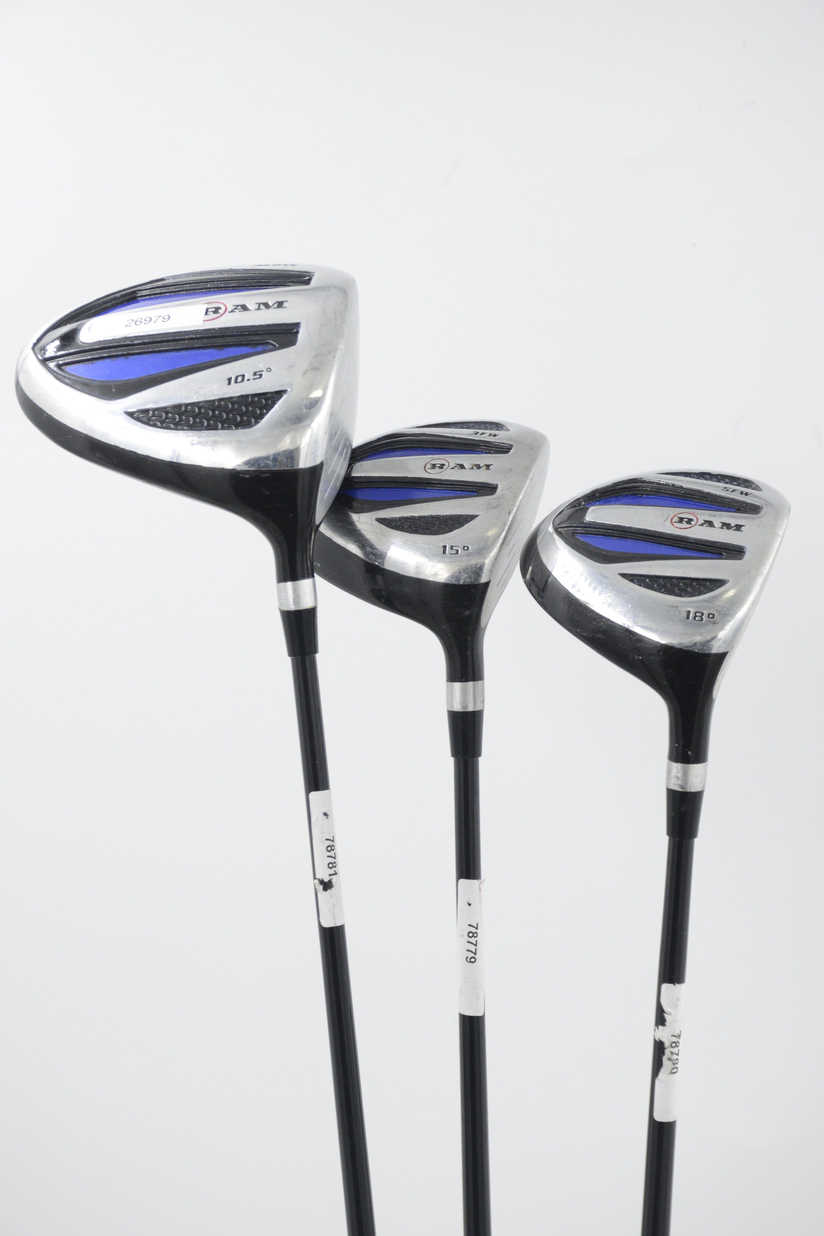 Ram D, 3W, 5W Wood Set R Flex Golf Clubs GolfRoots 