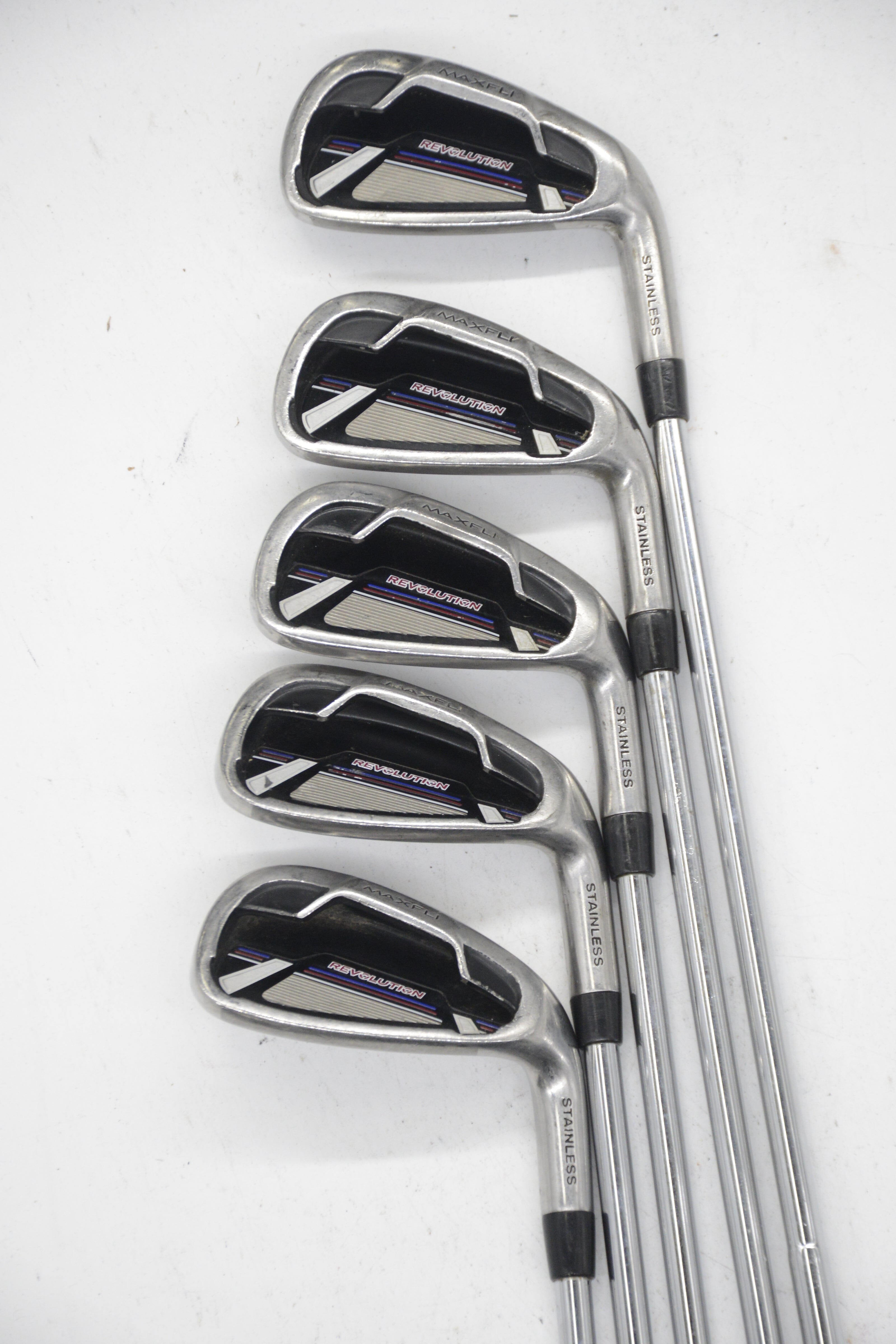 MaxFli Revolution Black 5-7, 9, PW Iron Set R Flex +1" Golf Clubs GolfRoots 