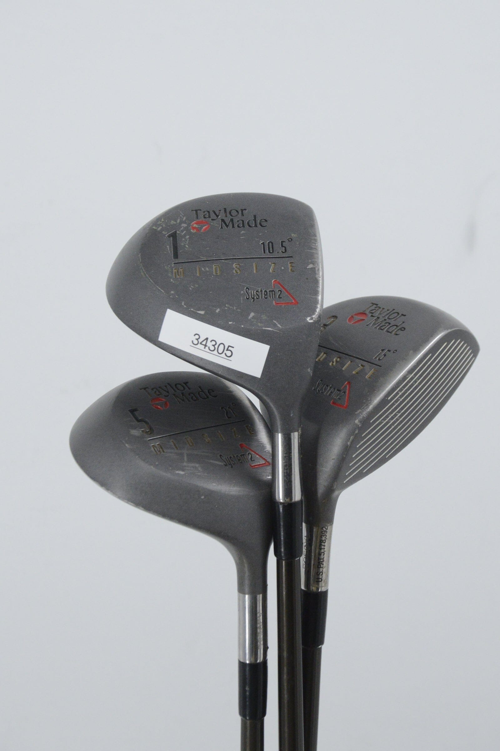 TaylorMade System 2 Midsize D, 3W, 5W Wood Set S Flex Golf Clubs GolfRoots 